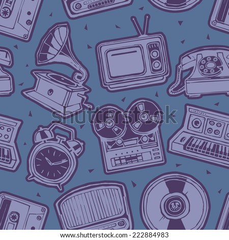 Retro media seamless pattern