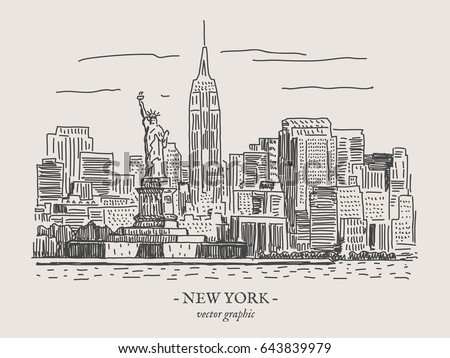 New York city retro vintage vector illustration on gray backgtound