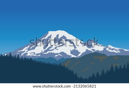 Mount Rainier Abstract Vector Landscape Illustration