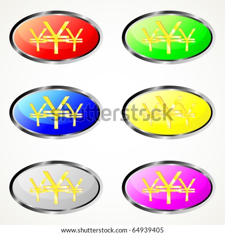 Colorful buttons with Yuan-Yen symbol