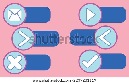 Arrows, Email, At, Check, X Mark, Set of Social Media UI Illustrations, Swipe Widgets Collection, Retro 80s 90s Aesthetic Labels, Set of Outside Sliders in Y2K Style