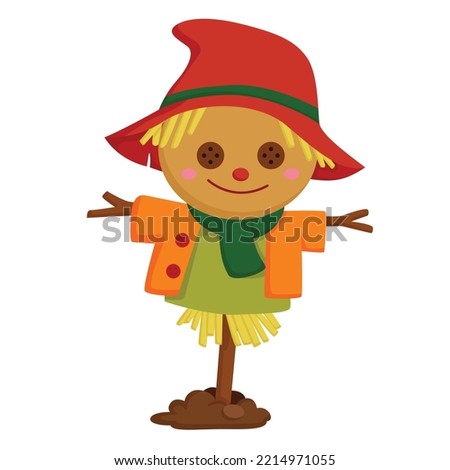 Cute Autumn Scarecrow Illustration Vector Clipart