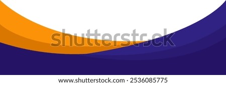 Abstract curved web banner design. Blue orange yellow header and footer illustration template