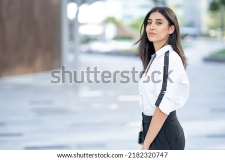 Similar – Image, Stock Photo Woman on the North Sea beach. Lots of sky, water and sand. Memories.