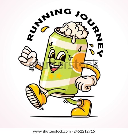 Running beer can cartoon mascot 