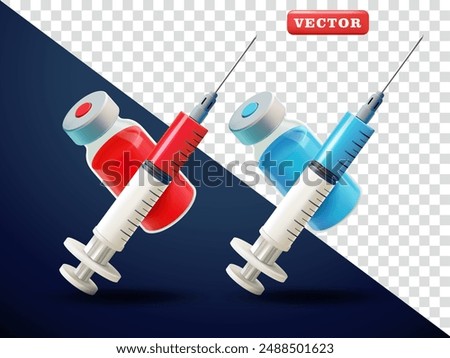 Syringe and vaccine vial, 3d vector. Suitable for health, business and design elements