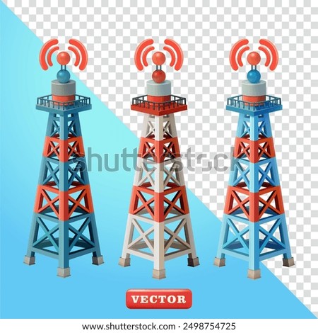 Signal tower. 3d vector, Suitable for technology, telecommunications and design elements