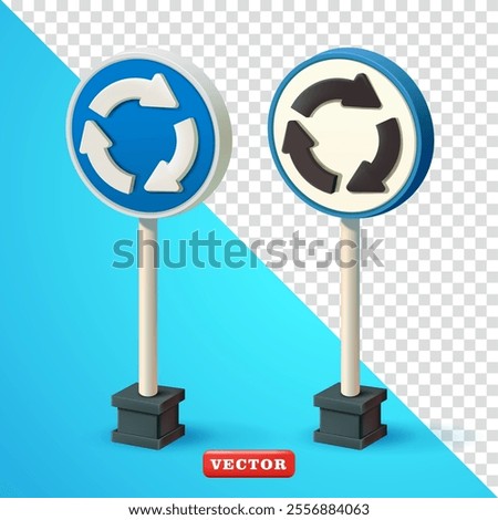 Roundabout, traffic sign symbol. 3d vector, Suitable for design elements