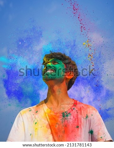 Similar – Foto Bild mann malt in holi festival