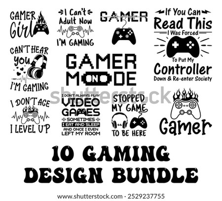 Gaming Quotes Designs Bundle, Video Game Bundle