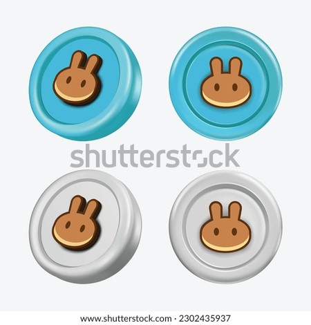 3d Pancakeswap Cryptocurrency Coin (CAKE) on white background. Vector illustration.