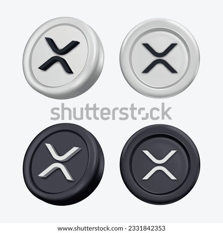 3d XRP Cryptocurrency Coin (XRP) on white background. Vector illustration.
