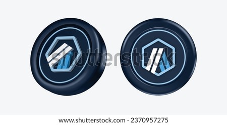 3d Arbitrum Cryptocurrency Coin (ARB) on white background. Vector illustration