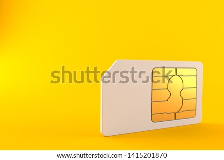 SIM card isolated on orange background. 3d illustration 商業照片 © 