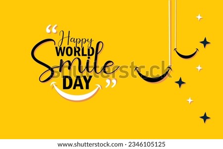 Happy world smile day banner design with yellow background.
