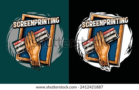 screen printing silk screenprinting logo emblem badge vector illustration