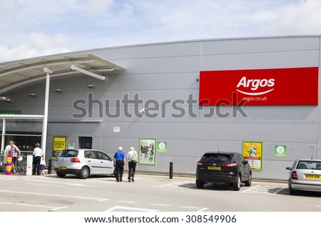 LEEDS, UK - 20 AUGUST 2015.  Argos sign outside Argos shop in north Leeds