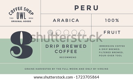 Minimal Label. Typographic modern vintage label, tag, sticker for coffee brand, coffee packing. Retro design minimal label, tag of coffee, classic old school style, typography. Vector Illustration