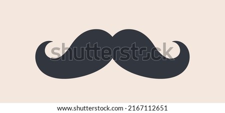 Black mustaches. Silhouette black vintage moustache isolated on white background. Symbol of Fathers day, sign for Barber Shop. Retro curly hipster moustaches, old fashion style. Vector illustration