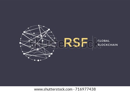 Logo for blockchain technology. Circle with connected lines for brand of smart contract block symbol. Graphic design for decentralized transactions and cryptocurrencies network. Vector Illustration