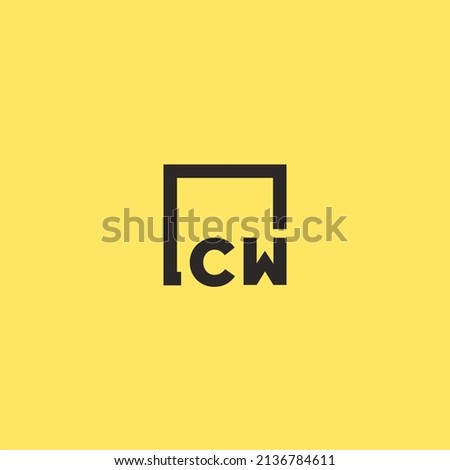 CW initial monogram logo with square style design