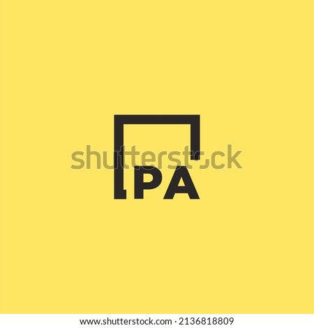 PA initial monogram logo with square style design