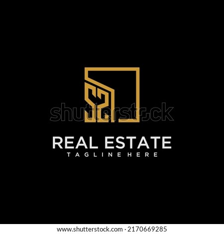 SZ initial monogram logo for real estate design with creative square image Stock fotó © 