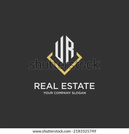 UR initial monogram logo for real estate with polygon style