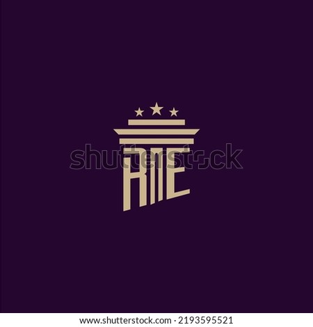 RE initial monogram logo design for lawfirm lawyers with pillar vector image 商業照片 © 