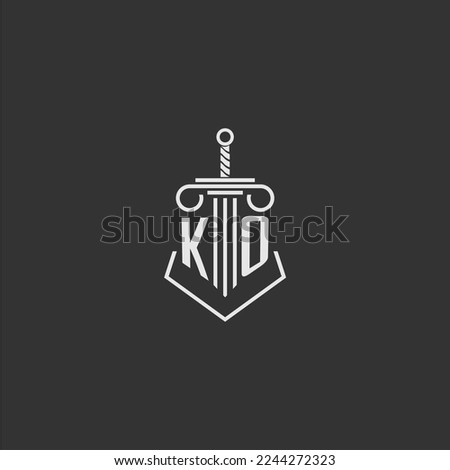 KO initial monogram law firm with sword and pillar logo design Stock fotó © 