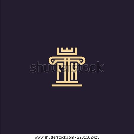 FH initial monogram logo for lawfirm with pillar  crown image design