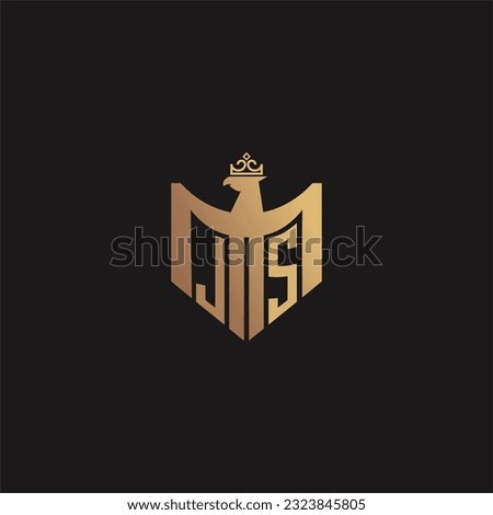 JS initial monogram logo for eagle  crown image vector design