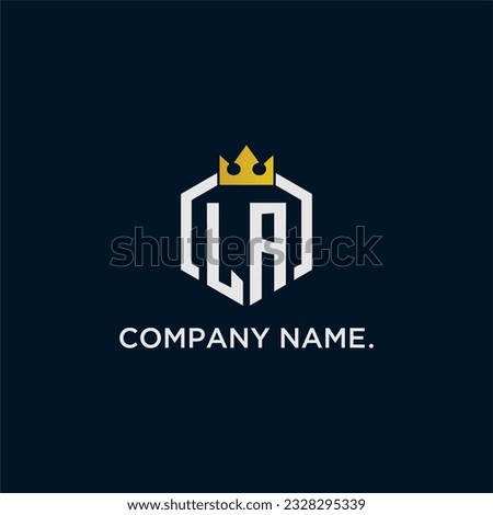 LA initial monogram logo design for hexagon style  crown elegant image