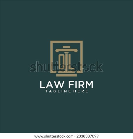 OL initial monogram logo for lawfirm with pillar design in creative square