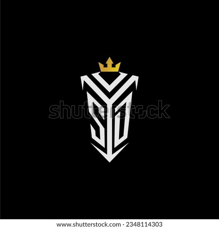 SD monogram logo initial for shield  crown style design