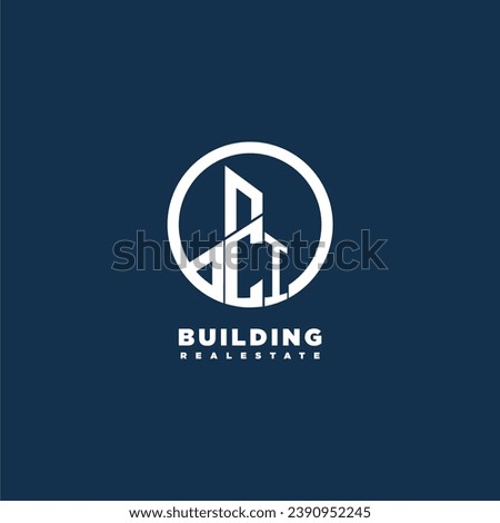 CI initial monogram building logo for real estate with creative circle style design