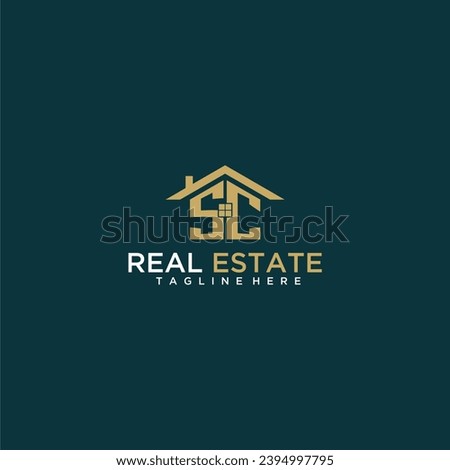 SC initial monogram logo for real estate with home shape creative design