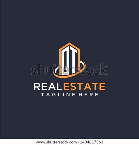 QT initial monogram logo real estate with building style design vector