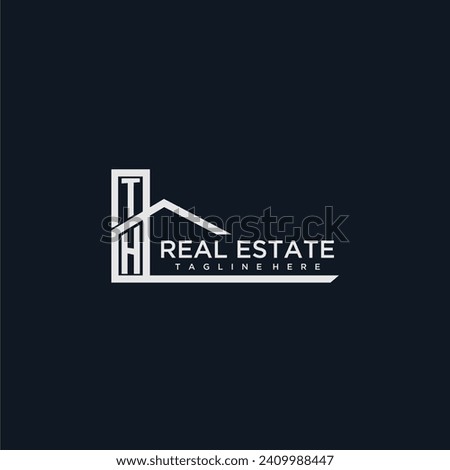 TH initial monogram logo for real estate with creative home image