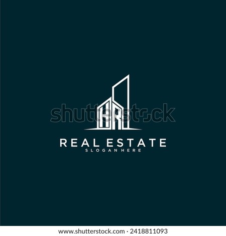 HR initial monogram logo real estate with building style design vector