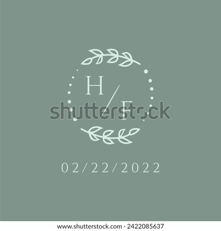 HF initial modern monogram wedding with creative circle line