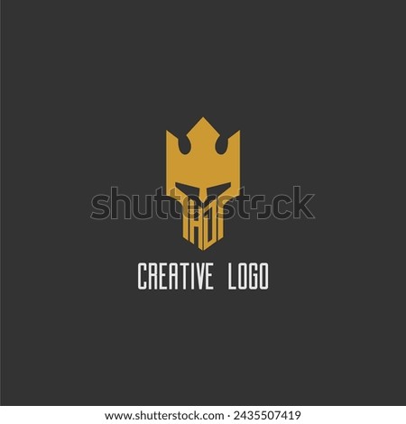 HD initial monogram logo for gaming with creative king spartan image design
