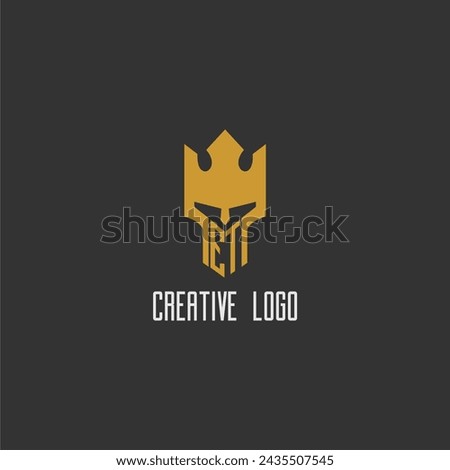 ET initial monogram logo for gaming with creative king spartan image design