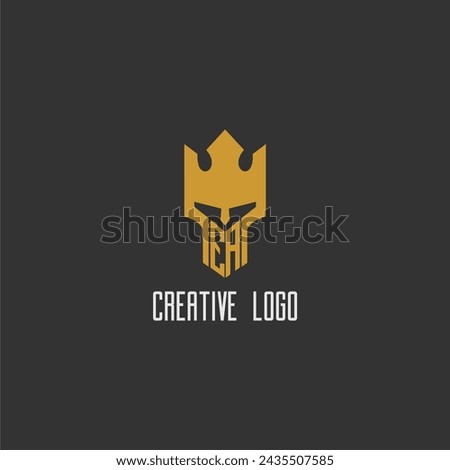 EA initial monogram logo for gaming with creative king spartan image design