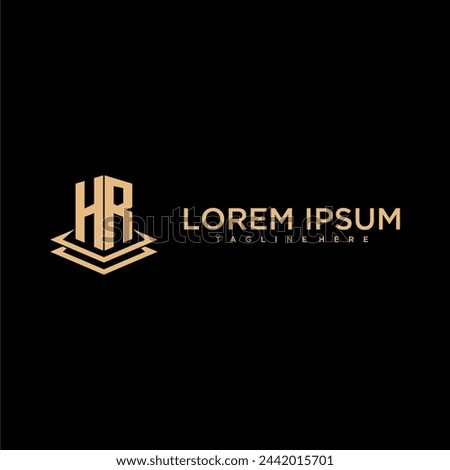 HR initial monogram logo real estate with creative building style design vector