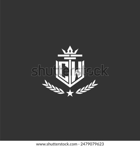 CW initial monogram brand logo design for crown vector image