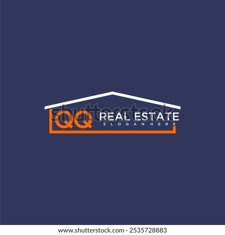 QQ letter roof shape logo for real estate with house icon design