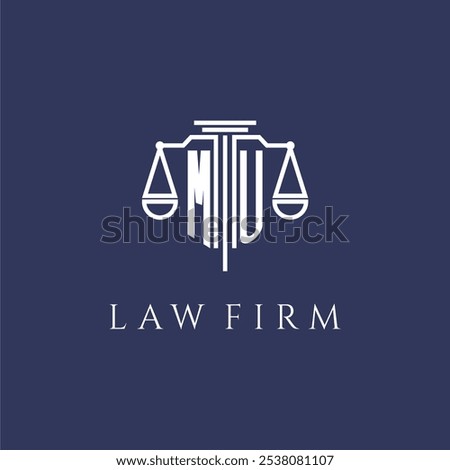 MU initial monogram for lawfirm logo with scales vector image