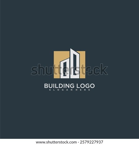 QQ initial letter building logo for real estate with square design