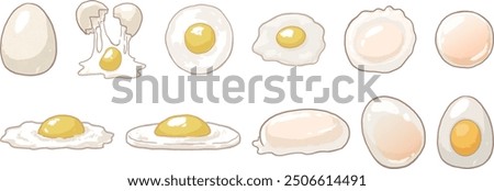 Different types of eggs illustrations